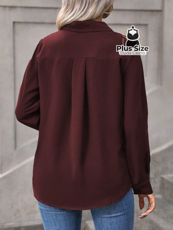 Camisa Casual com Botões Plus Size Várias Cores Camisa Casual com Botões Plus Size Várias Cores