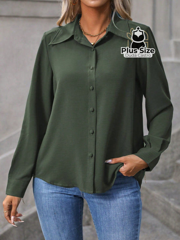 Camisa Casual com Botões Plus Size Várias Cores Camisa Casual com Botões Plus Size Várias Cores