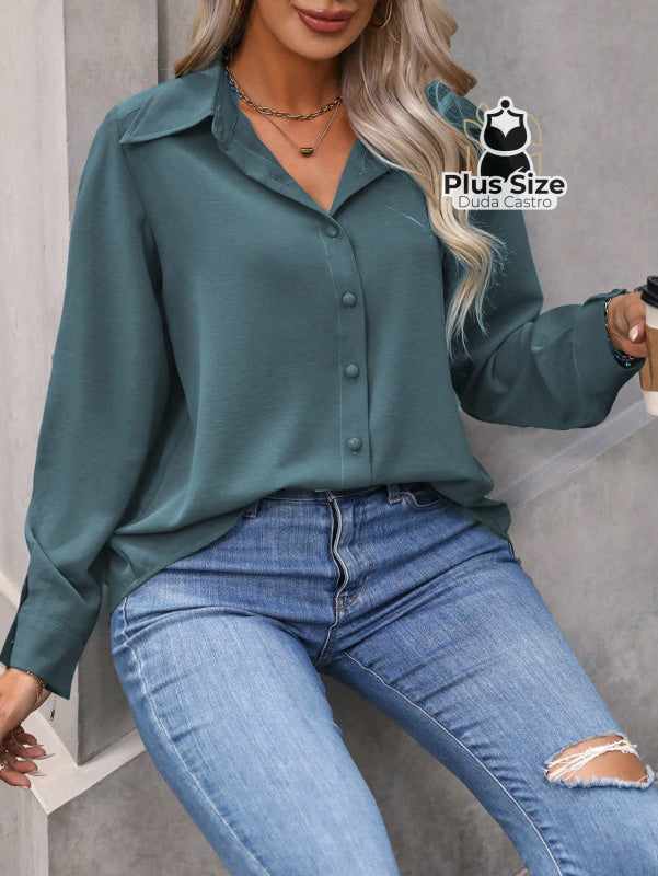 Camisa Casual com Botões Plus Size Várias Cores Camisa Casual com Botões Plus Size Várias Cores