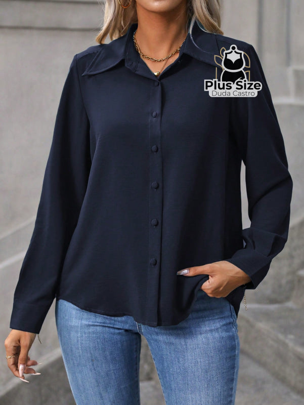 Camisa Casual com Botões Plus Size Várias Cores Camisa Casual com Botões Plus Size Várias Cores