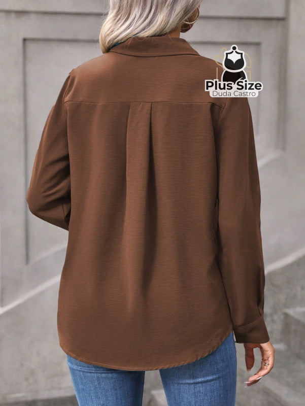 Camisa Casual com Botões Plus Size Várias Cores Camisa Casual com Botões Plus Size Várias Cores