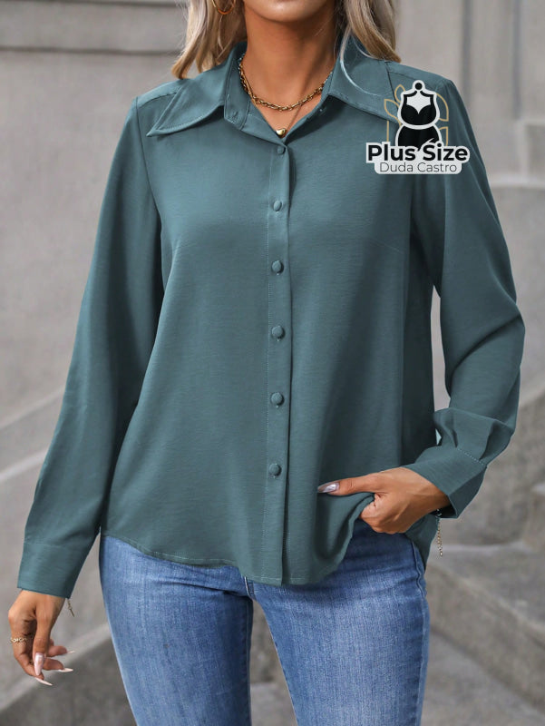 Camisa Casual com Botões Plus Size Várias Cores Camisa Casual com Botões Plus Size Várias Cores