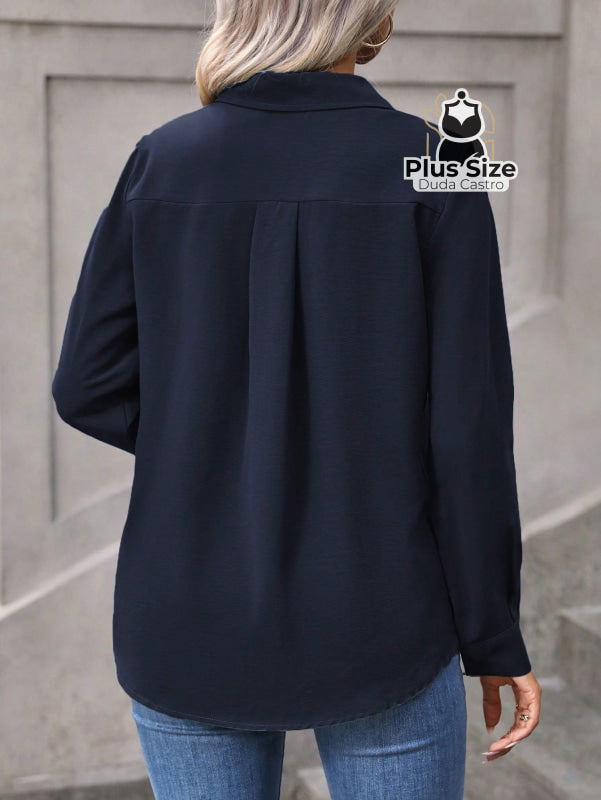 Camisa Casual com Botões Plus Size Várias Cores Camisa Casual com Botões Plus Size Várias Cores