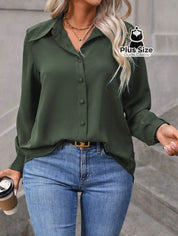 Camisa Casual com Botões Plus Size Várias Cores G / Verde Militar 120 Camisa Casual com Botões Plus Size Várias Cores