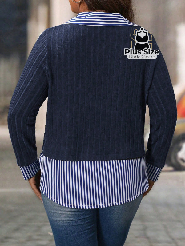 Camisa com Colarinho em Veludo Várias Cores Plus Size Camisa com Colarinho em Veludo Várias Cores Plus Size