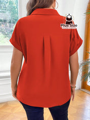 Camisa De Botão Básica Manga Asa Morcego Várias Cores Plus Size Blusa