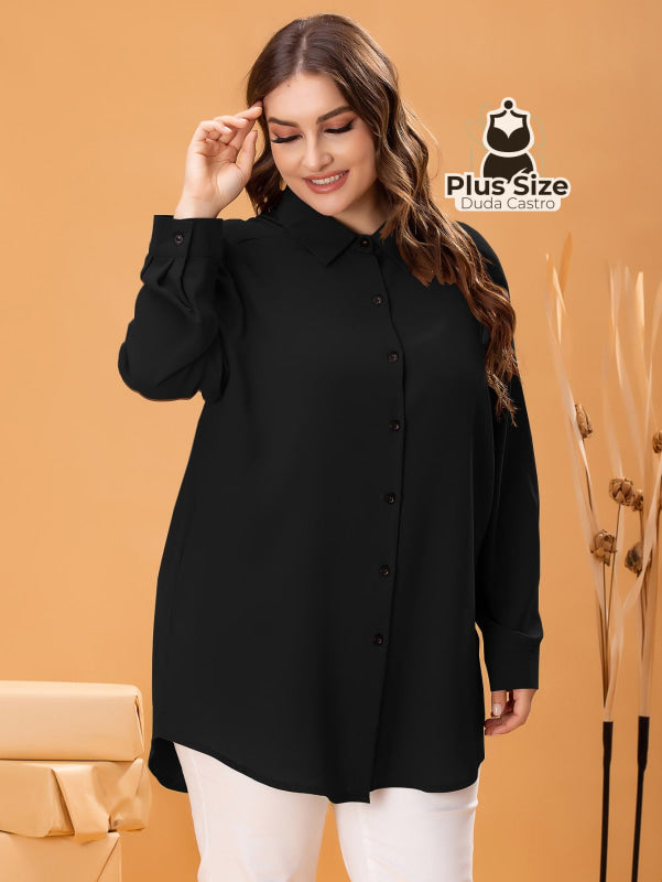 Camisa De Botões Clássica Blusa Plus Size