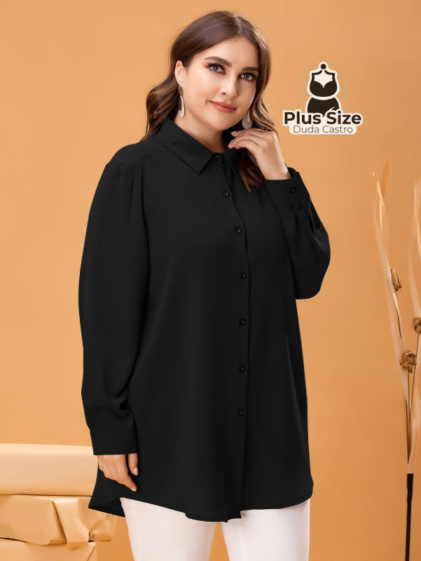 Camisa De Botões Clássica Blusa Plus Size