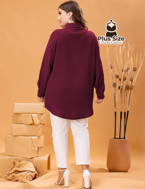 Camisa De Botões Clássica Blusa Plus Size