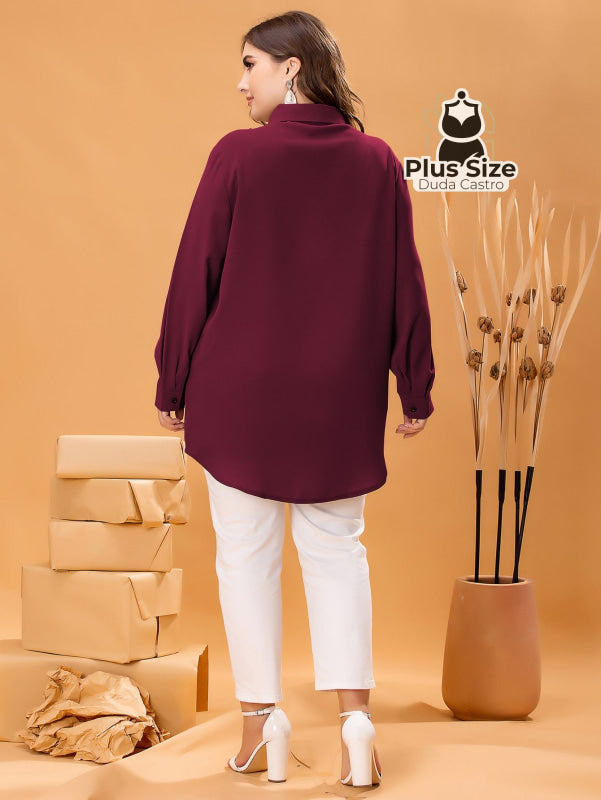 Camisa De Botões Clássica Blusa Plus Size