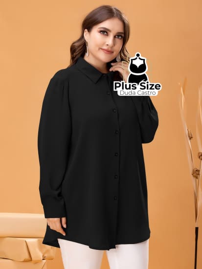 Camisa De Botões Clássica Blusa Plus Size