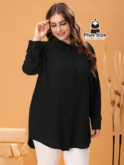 Camisa De Botões Clássica Blusa Plus Size