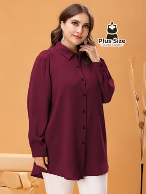 Camisa De Botões Clássica Blusa Plus Size