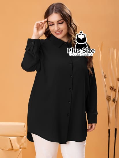 Camisa De Botões Clássica Blusa Plus Size