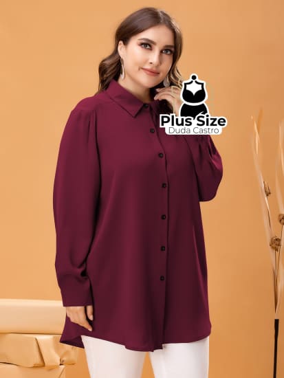 Camisa De Botões Clássica Blusa Plus Size