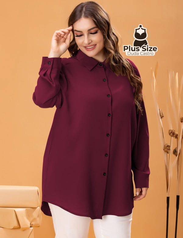  Bordô Blusa Plus Size