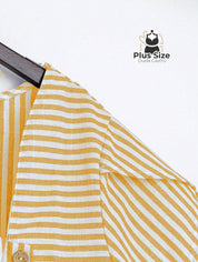 Camisa de Colarinho Assimétrico Listrada Plus Size Várias Cores Camisa de Colarinho Assimétrico Listrada Plus Size