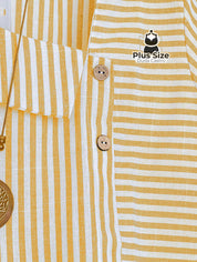 Camisa de Colarinho Assimétrico Listrada Plus Size Várias Cores Camisa de Colarinho Assimétrico Listrada Plus Size