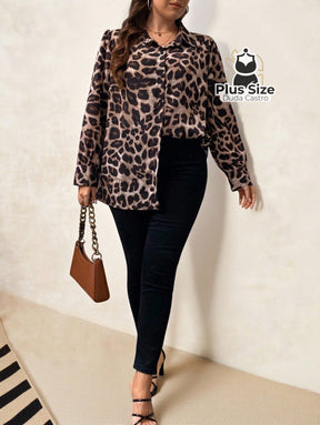 Camisa de Leopardo Manga Longa Camisa de Leopardo Manga Longa
