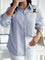 Camisa de Listras Verticais de Botão Plus Size Várias Cores G / Azul e Branco 117 Camisa de Listras Verticais de Botão