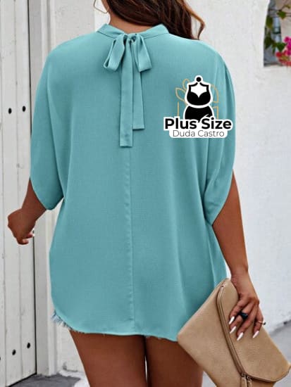 Camisa De Manga Curta Com Gola Em Pé Plus Size Várias Cores