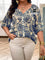Camisa De Manga Lanterna 3/4 Estampada Plus Size – Sofisticação E Estilo Exclusivo G / Azul Com