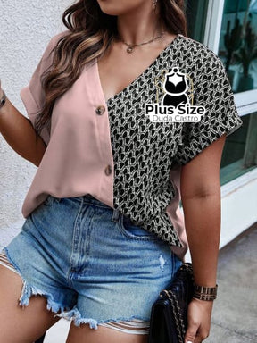 Camisa Detalhe Em Botões Plus Size Blusa