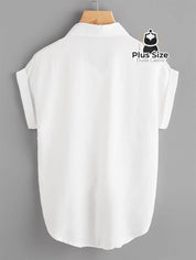 Camisa Em Viscose Bainha Do Nó Plus Size