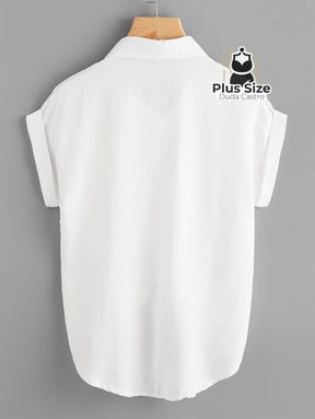 Camisa Em Viscose Bainha Do Nó Plus Size