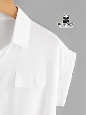 Camisa Em Viscose Bainha Do Nó Plus Size
