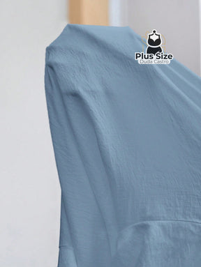Camisa Em Viscose E Poliamida Plus Size Com Bainha Assimétrica Detalhes Elegante Botões
