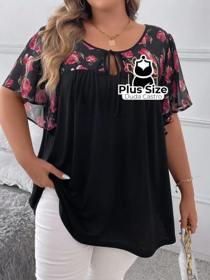 Camisa Estampa Floral Plus Size Extra Blusa