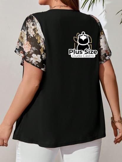 Camisa Estampa Floral Plus Size Extra Blusa