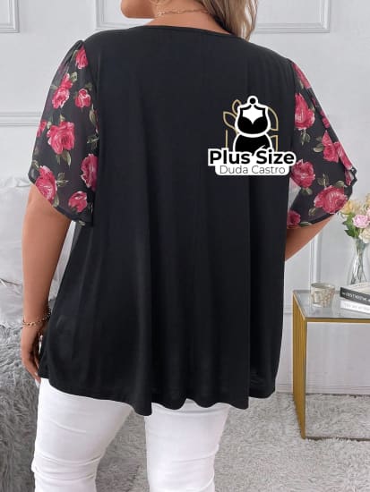 Camisa Estampa Floral Plus Size Extra Blusa