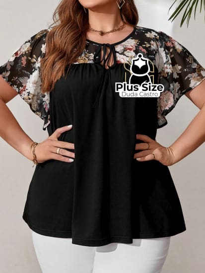 Camisa Estampa Floral Plus Size Extra Blusa