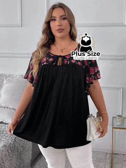 Camisa Estampa Floral Plus Size Extra Blusa