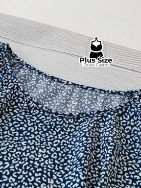 Camisa Estampa De Leopardo Gola Redonda Manga Curta E Solta Várias Cores Plus Size Extra Blusa