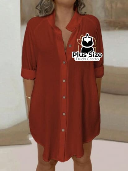 Camisa Extra Longa Plus Size Várias Cores Lisa Blusa