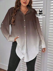 Camisa Longa de Botões com Manga Ajustável Várias Cores Plus Size Camisa Longa de Botões com Manga Ajustável Várias
