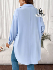 Camisa Longa de Botões com Manga Ajustável Várias Cores Plus Size Camisa Longa de Botões com Manga Ajustável Várias