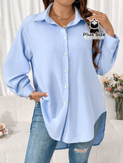 Camisa Longa de Botões com Manga Ajustável Várias Cores Plus Size Camisa Longa de Botões com Manga Ajustável Várias