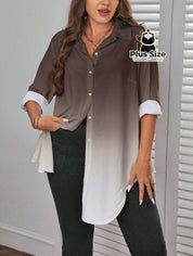 Camisa Longa de Botões com Manga Ajustável Várias Cores Plus Size Camisa Longa de Botões com Manga Ajustável Várias