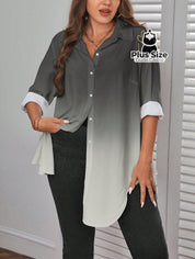 Camisa Longa de Botões com Manga Ajustável Várias Cores Plus Size Camisa Longa de Botões com Manga Ajustável Várias