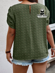 Camisa Manga Curta E Babados Plus Size Ponto Suiço Várias Cores Blusa