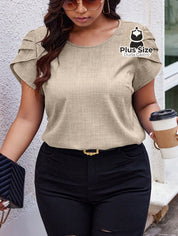 Camisa Manga Curta E Babados Plus Size Várias Cores Blusa