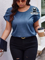 Camisa Manga Curta E Babados Plus Size Várias Cores Blusa