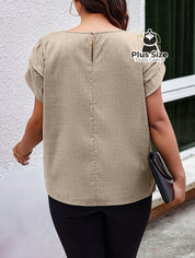 Camisa Manga Curta E Babados Plus Size Várias Cores Blusa
