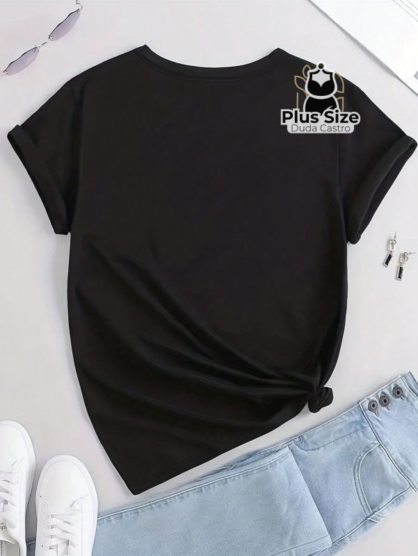 Camiseta Olho Grego Em Strass Preta Ou Azul Plus Size Blusa
