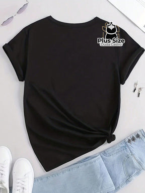 Camiseta Olho Grego Em Strass Preta Ou Azul Plus Size Blusa