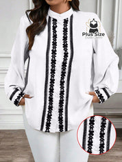 Camisa Romântica Manga Longa com Colarinho e Detalhes em Renda Frontal e no Punho Camisa Romântica Manga Longa com